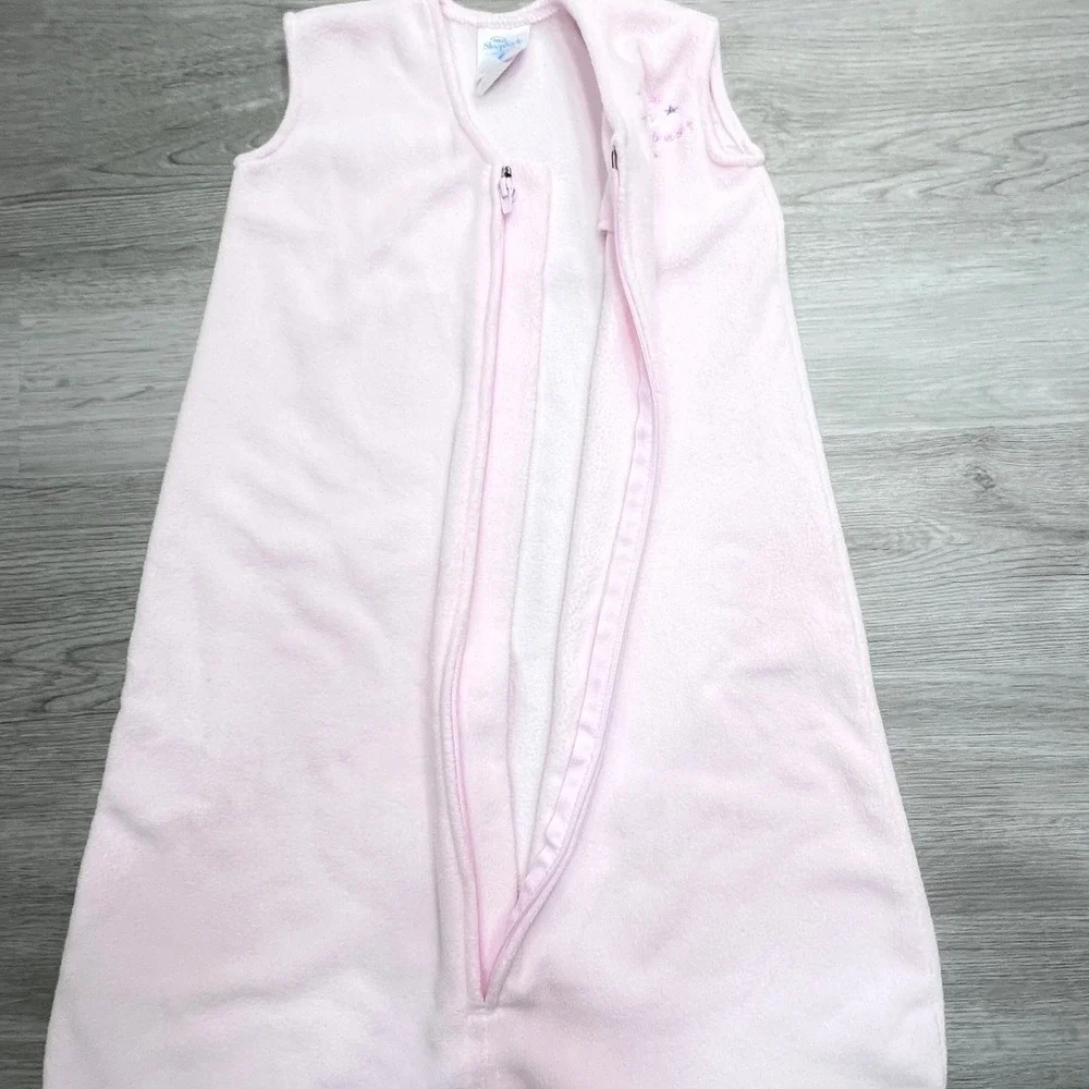 Halo SleepSack Pink Fleece Wearable Blanket Medium 6-12 Months Back Is Best Moon
